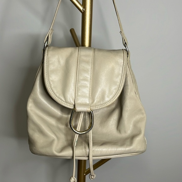 Jacqueline Ferrar Handbags - Jacqueline Ferrar genuine Beige leather shoulder bag with modified strap